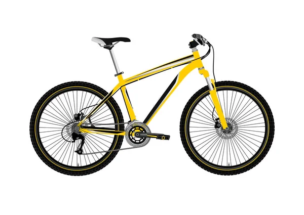 Bicicleta Montaña Aislada Sobre Fondo Blanco Bicicleta Realista Ilustración Vectorial — Vector de stock
