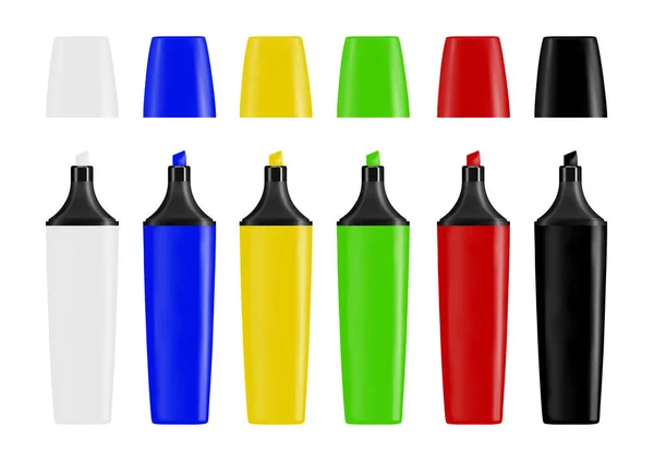Marcadores São Coloridos Brilhantes Marcadores São Coloridos Ilustração Vetorial —  Vetores de Stock