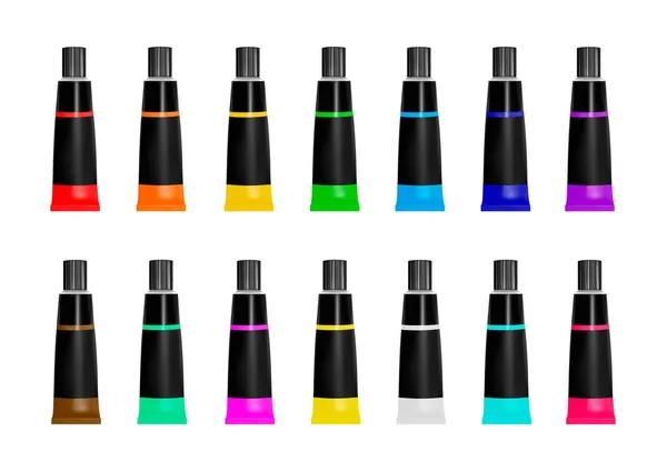 Σωλήνες Βαφής Διάφορα Χρώματα Εικονογράφηση Διάνυσμα — Διανυσματικό Αρχείο