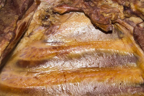 Gerookte Varkensvlees Gerookte Varkensribbetjes Vlees Achtergrond — Stockfoto