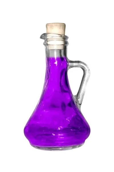 Стеклянная Колба Фиолетовым Веществом Белом Фоне — стоковое фото