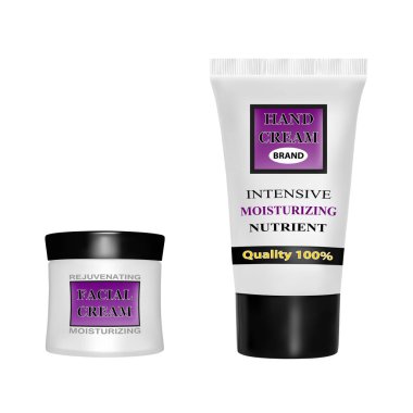 Anti-aging yüz kremi. El nemlendirici krem. Krem ambalaj vektör çizim.