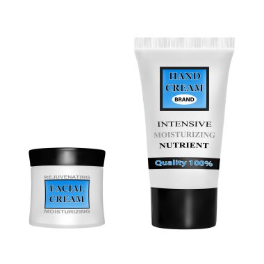 Anti-aging yüz kremi. El nemlendirici krem. Krem ambalaj vektör çizim.