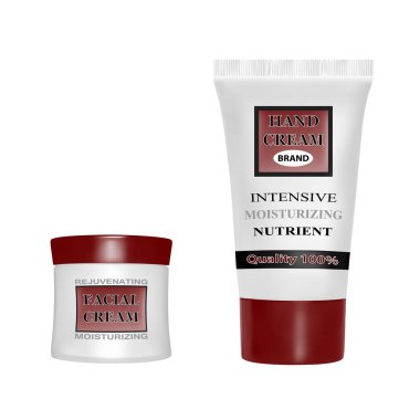 Anti-aging yüz kremi. El nemlendirici krem. Krem ambalaj vektör çizim.