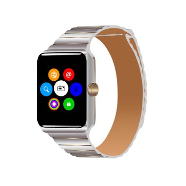 Vektör akıllı izle dokun. Akıllı İzle beyaz zemin üzerine dokunun. Gerçekçi akıllı izle vektör çizim.