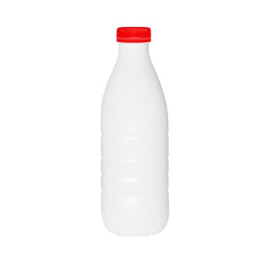 Plastik şişe süt veya kefir beyaz arka plan üzerinde vektör.