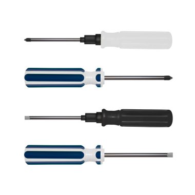Beyaz arka plan üzerinde izole Screwdriversscrewdrivers. Tornavida vektör. Beyaz arka plan üzerinde izole. Tornavida vektör.