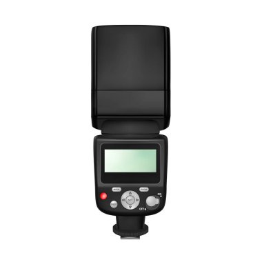 Beyaz arka plan üzerinde vektör Slr kamera için flash.