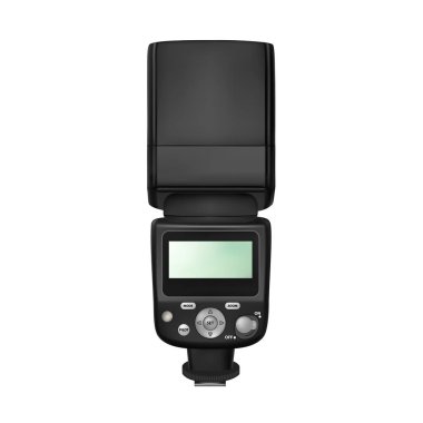 Beyaz arka plan üzerinde vektör Slr kamera için flash.