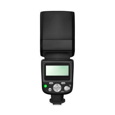 Beyaz arka plan üzerinde vektör Slr kamera için flash.