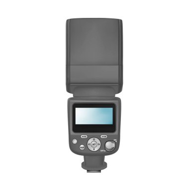 Beyaz arka plan üzerinde vektör Slr kamera için flash.