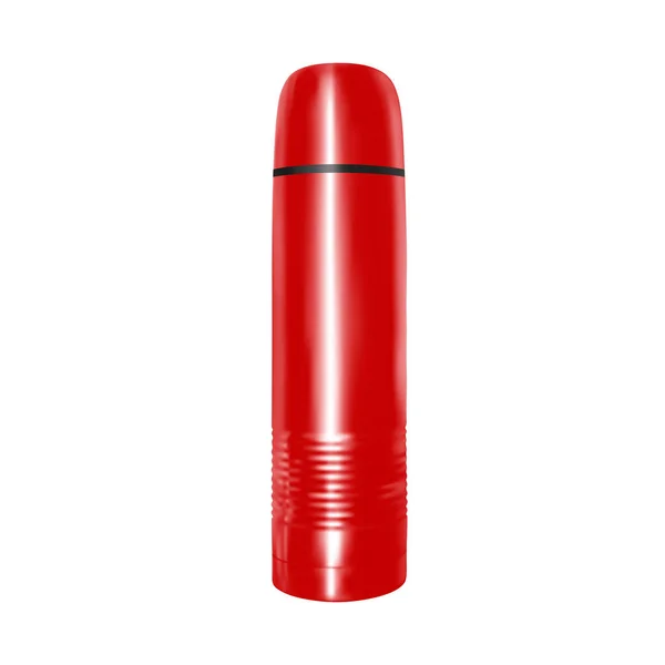 Bouteille Thermos Métallique Vecteur Sur Fond Blanc — Image vectorielle