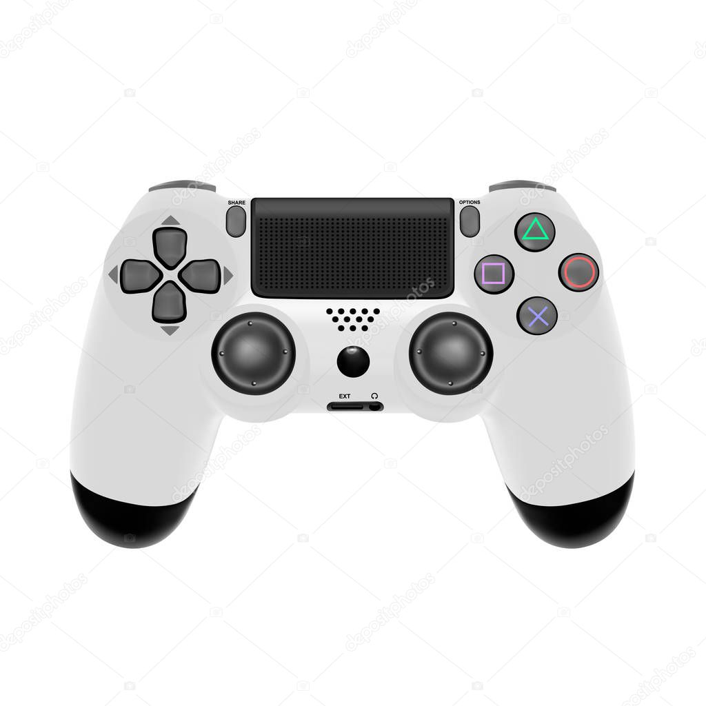 Gamepad for a console game.Game controller isolated on white background.Vector illustration.Photo-realistic joystick.