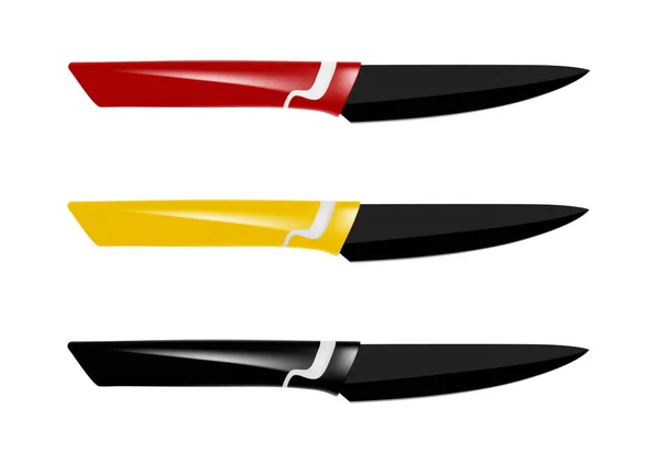 Kuchyňský Nůž Vektoru Nůž Izolovaných Bílém Pozadí Nůž Plastovou Rukojetí — Stockový vektor
