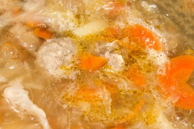 Ekşi çorbası köfte ile. Lahana çorbası köfte ile.