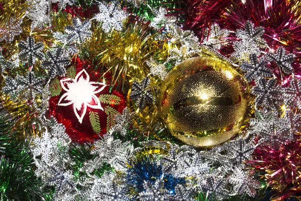 Fondo Navidad Lluvia Año Nuevo Decoraciones Brillantes Navidad —  Fotos de Stock