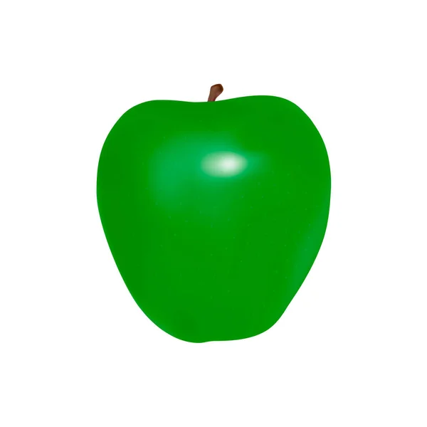Πράσινο Μήλο Στο Διάνυσμα Λευκό Φόντο — Διανυσματικό Αρχείο