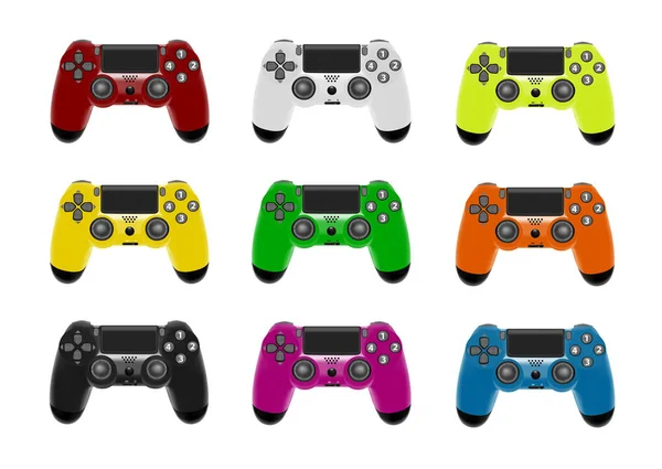 Gamepad Oyun Konsolu Için Beyaz Arka Plan Üzerinde Izole Oyun — Stok Vektör