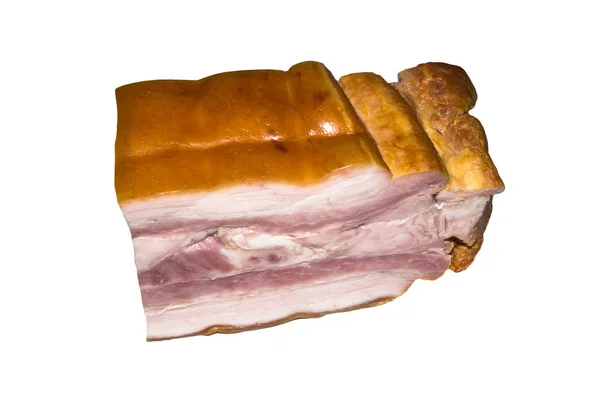 Bacon Gerookt Een Witte Achtergrond Bacon Geïsoleerd Een Witte Achtergrond — Stockfoto