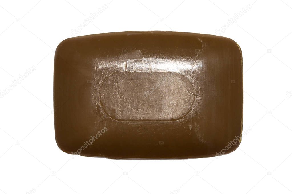 Tar soap isolated on white background.