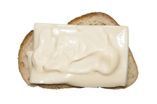 Sandwich Fromage Mayonnaise Isolé Sur Fond Blanc — Photo