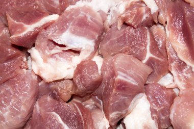 Çiğ et parçaları arka plan. Barbekü için et. Et arka plan. Çiğ et dokusu.