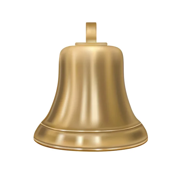 Den Golden Bell Vektorn Metall Bell Vit Bakgrund — Stock vektor