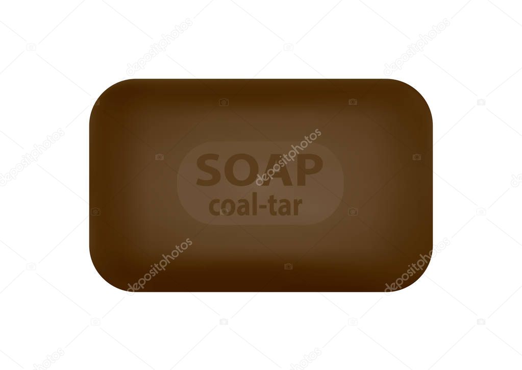 A piece of tar soap in a vector on a white background.