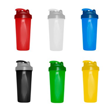 Beyaz arka plan üzerinde vektör plastik shaker.