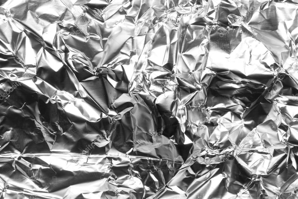 Texture of crumpled foil.Crumpled foil background.