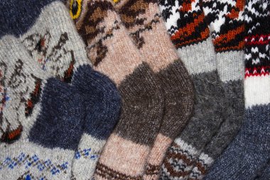 Hisse senedi çorap örme yün. Arka plan Sıcak yün çorap.