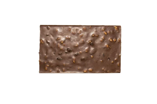 Chocolate Com Leite Com Nozes Passas Fundo Branco — Fotografia de Stock