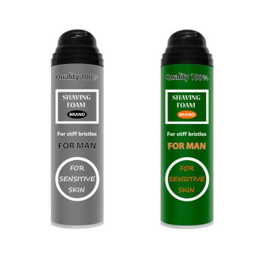 Traş köpüğü beyaz arka plan üzerinde vektör gerçekçi şişe.