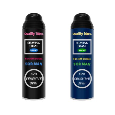 Traş köpüğü beyaz arka plan üzerinde vektör gerçekçi şişe.