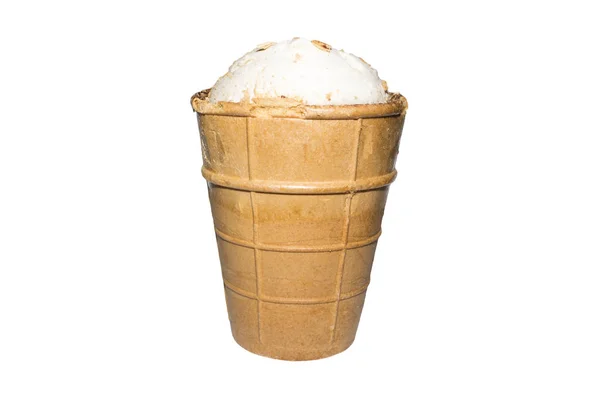Beyaz Zemin Üzerinde Bir Gözleme Kupası Krem Dondurma — Stok fotoğraf