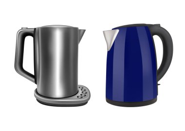 Elektrikli su ısıtıcısı. Paslanmaz çelik. Beyaz arka plan üzerinde izole vektör çizim.