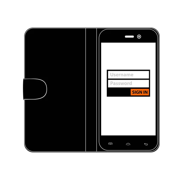 Geben Sie Ihren Benutzernamen Und Ihr Passwort Auf Ihrem Smartphone — Stockvektor