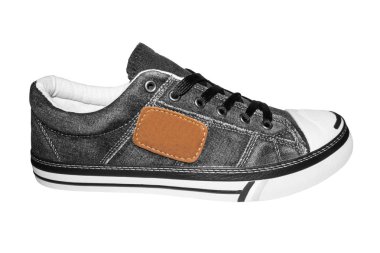 Spor ayakkabı denim beyaz bir arka plan üzerinde izole.