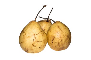 Beyaz arka planda sulu sarı armut.