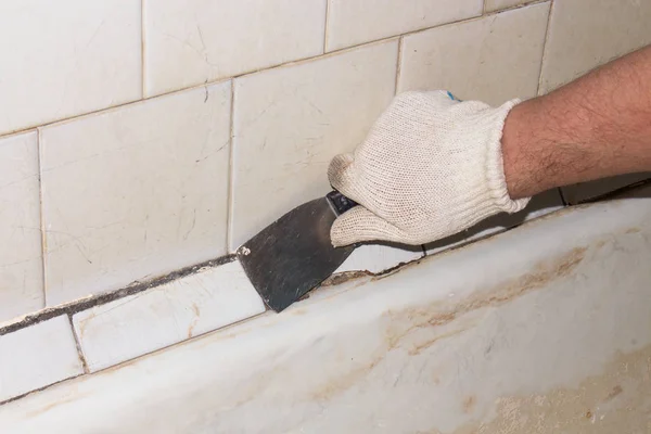 Restauración Del Baño Preparación Del Baño Para Esmalte —  Fotos de Stock