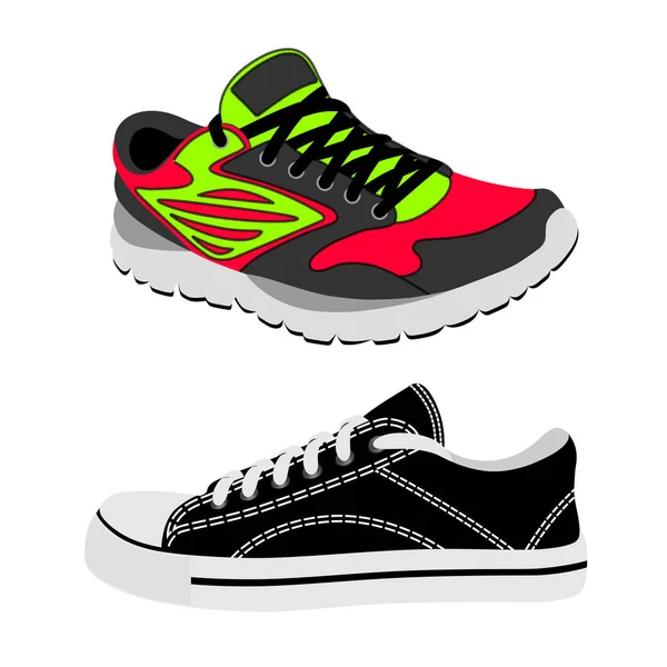 Beyaz Arka Planda Vektör Spor Ayakkabıları Sneakers Vektör Illüstrasyon — Stok Vektör