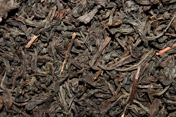 Siyah Çay Demleme Kurutulmuş Siyah Çay Yaprakları Arka Plan — Stok fotoğraf