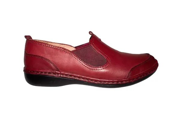 Leather Women Shoes Red Brown — стоковое фото