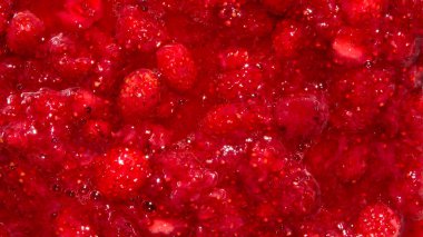 Şekerde çilek. Çilek reçeli arka plan.