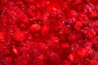 Şekerde çilek. Çilek reçeli arka plan.