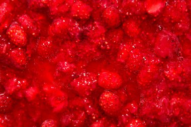 Şekerde çilek. Çilek reçeli arka plan.