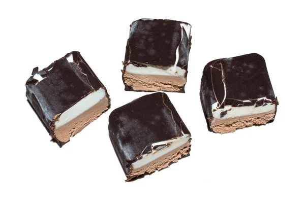 Παγωτό Γλάσο Σοκολάτας Λευκό Φόντο Παγωτό Σαντιγί Λευκό Φόντο — Φωτογραφία Αρχείου