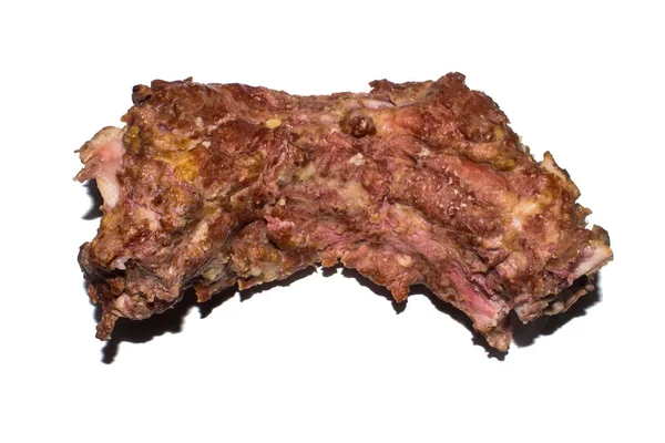 Καπνιστό Οστό Κρέας Λευκό Φόντο Κόκαλα Καπνιστά Για Μπιζελόσουπα — Φωτογραφία Αρχείου