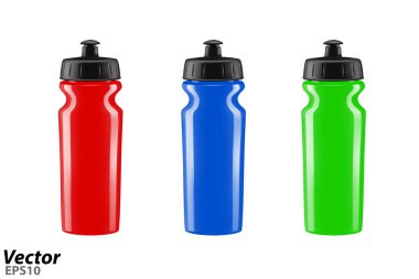 Beyaz arka planda vektör plastik Shaker. Vektör Bisiklet şişesi.