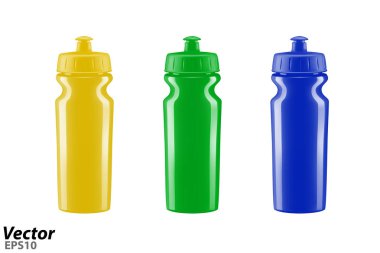 Beyaz arka planda vektör plastik Shaker. Vektör Bisiklet şişesi.